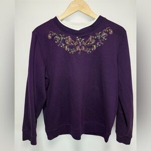 Tradition Country Collection Purple Embroidered Sweatshirt 90s Grandmacore